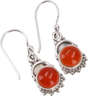 Produktbild von Indische Silberohrringe, Filigrane Ethno Ohrringe, Boho Ornament Ohrhänger - Karneol, Silber-Farben, SterlingSilber, Silberohrringe