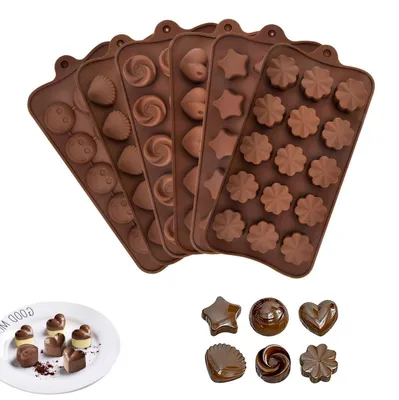 Produktbild von 6 Stück Silikon Schokoladenformen 3D Antihaft Pralinenform für Backen Gelee Eiswürfel