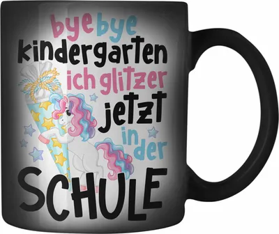 Produktbild von Trendation - Bye Bye Kindergarten Einschulung Mädchen Geschenk Farbwechsel Zauber-Tasse Schulstart 1. Schultag Schuleinführung Schulanfang Geschenkidee 2022 Schulkind Ich Glitzer Jetzt In Der Schule (Schwarz)