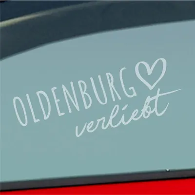 Produktbild von Auto Aufkleber Oldenburg verliebt Herz Stadt Heimat Liebe Car 19x6 cm Milchglas Sticker Heckscheibenaufkleber