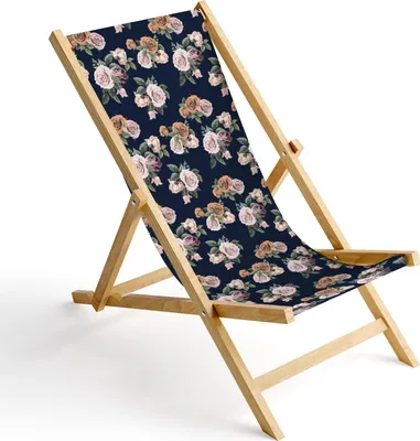 Produktbild von Holz Liegestuhl Klappbar Klappliegestuhl Sonnenliege Strandstuhl Wechselbezug Motiv Vintage Rosen [119]