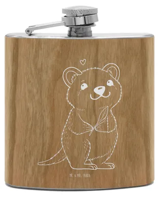 Produktbild von Mr. & Mrs. Panda spirituosenflasche Quokka Happy - Transparent - Geschenk, Niedliches Tier, Hip Flask, Verschieben, Flachmann, Aufschieberitis, Alkoholflasche, Edelstahl