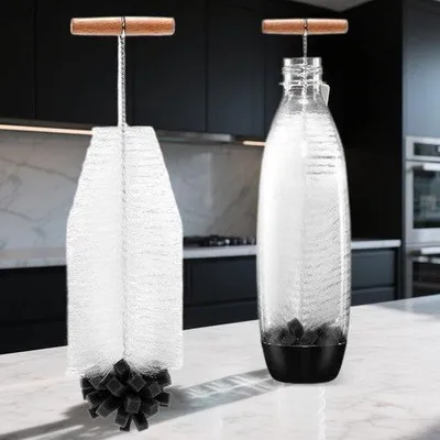 Productafbeelding van Flessenborstel - Reinigingsborstel - Flessen Reinigen - Lange Handgreep - 33 cm - Zwart