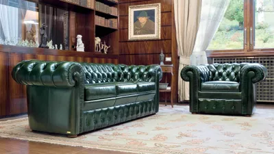 Immagine prodotto di Set di divani 3+1 Chesterfield imbottiti set di sedute divano classico in pelle