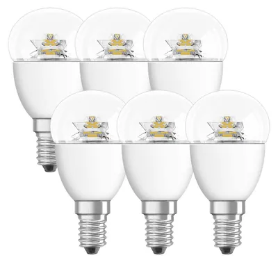 Produktbild von 6 x Osram LED Leuchtmittel Tropfen Classic P 5,8W = 40W E14 klar 2700K warmweiß