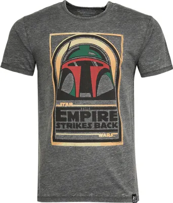 Immagine prodotto di T-shirt recuperata, Star Wars, Boba Fett, "L'Impero colpisce ancora", design classico, grigio scuro, taglia XXL