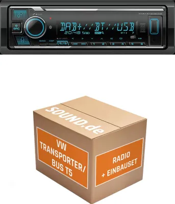 Produktbild von Autoradio Einbaupaket Kenwood KMM BT508DAB passend für VW T5 + LFB + Rückfahrkamera Linien beweglich | Bluetooth Telefonieren DAB+