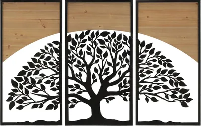 Zdjęcie produktu dla o Ferretti panel ścienny Arc Set 3-częściowy 105x2x70 cm czarny brązowy