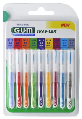 Produktbild von Set mit 9x Interdentalbürsten, GUM, Trav-Ler, Effiziente Reinigung durch verschiedene Größen