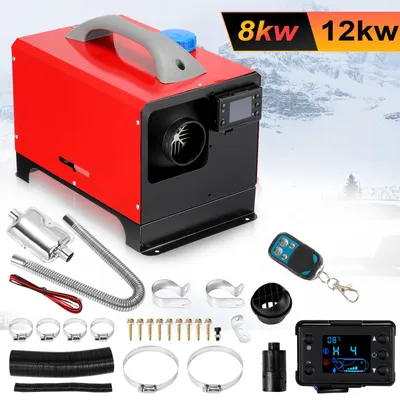 Obrázok produktu pre Izrielar 12V 8 KW naftový ohrievač vzduchu, naftový ohrievač vzduchu, naftový parkovací ohrievač, naftový ohrievač vzduchu, naftový ohrievač vzduchu s diaľkovým ovládaním LCD spínačom pre auto, nákladné auto, karavan, autobus (8kw horizontálne)
