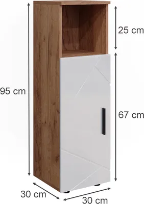Produktbild von Midischrank Vicco Irma Weiß Hochglanz/Goldkraft Eiche 30 x 95 cm, Model 40510