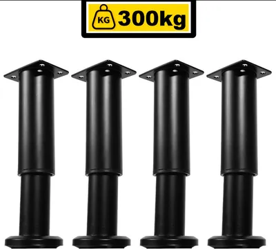 Zdjęcie produktu dla TolleTour 4x nóżki meblowe 12–18 cm, regulowane (czarne) – nóżki do szafek, nóżki podtrzymujące, nóżki do szaf, nóżki regulowane, nóżki hotelowe