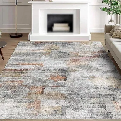 Productafbeelding van Abstract Vloerkleed - Meerkleurig Tapijt - Woonkamer Decoratie - Machinewasbaar - 70x140 cm - Meerkleurig