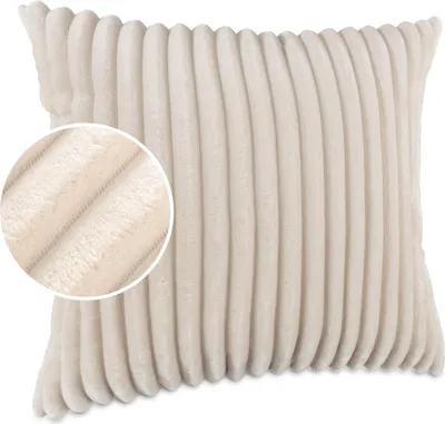 Produktbild von Dekokissen LILLI BIG CORD Velour mit Reißverschluss 40x40cm Einfarbig UNI Elfenbein Sofakissen pflegeleicht