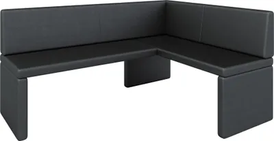 A modern, dark gray corner bench with a clean white background.
