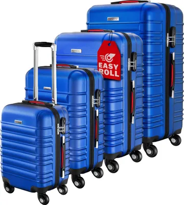 Produktbild von MONZANA® Kofferset 4tlg Hartschalen Koffer S-M-L-XL Gel-Griffe 4 Rollen ABS Hardcase Schloss Füße Trolley Rollkoffer Reisekoffer Set Navy