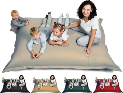 Produktbild von sunnypillow XL Sitzsack Sitzkissen aus Kunstleder Outdoor & Indoor 100 x 150 cm mit 140L Styropor Füllung Sessel für Kinder & Erwachsene Sofa Beanbag viele Farben und Größen zur Auswahl Cremefarben