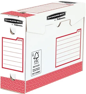Zdjęcie produktu dla Fellowes 4474102 Fellowes Archivschachtel A4+ B:100mm weiß/rot 20PK