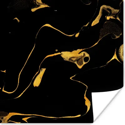 Produktbild von MuchoWow® Poster Muster - Gold - Schwarz 75x75 cm - Wand Dekoration