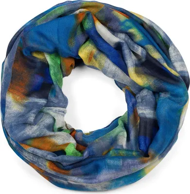 Produktbild von styleBREAKER Damen Loop Schal mit abstraktem Pinselstrich Muster, Schlauchschal mehrfarbig bunt, Tuch 01017130