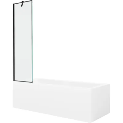 Obrázek produktu pro Mexen Cubik obdélníková vana 160 x 70 cm s pláštěm 1-křídlovou zástěnou 50 cm, Černý vzor - 550316070X9505007070