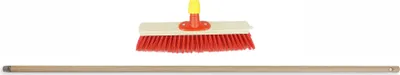 Produktbild von Novaliv Straßenbesen 40 cm I Besen mit Stiel Holz I Elaston rot I Industriebesen Kehrbesen Gartenbesen Hofbesen Besen mit Stiel draußen Hallenbesen Besen Terrasse Außenbesen