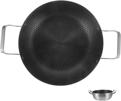 Produktbild von Edelstahl Hotpot-Topf mit Doppelgriffen und Antihaftbeschichtung, 20 cm, leicht zu reinigen, praktischer Suppentopf für Induktion und vielseitiges Kochen
