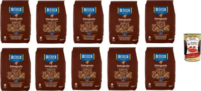 Produktbild von De Cecco Integrale Farfalle N° 93, Pasta integrale, Vollkornnudeln, 10x 500g + Italian Gourmet polpa 400g