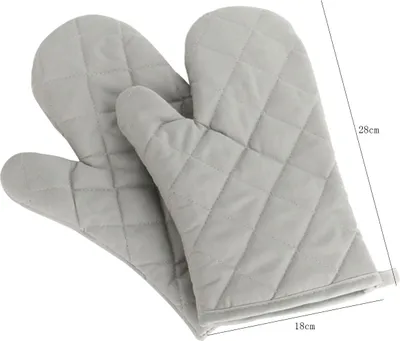 Produktbild von Hitzebeständig Ofenhandschuhe Verdickte Hitzeresistente Topfhandschuhe Topflappen Backhandschuhe, Baumwolle, 1 Paar Grau