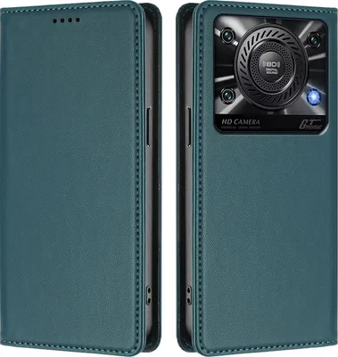 Produktbild von Handyhülle für Oukitel C60, Kunstleder Klapphülle Stoßfeste Magnetische Hülle mit Ständer Grün