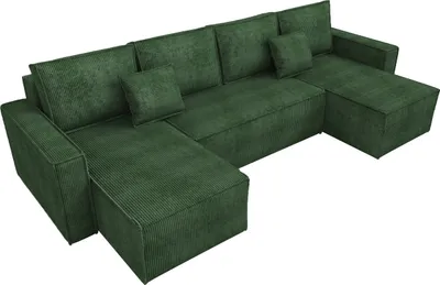 Produktbild von BroMARKT Wohnlandschaft mit Schlaffunktion Dexter U-Form Grün Cord