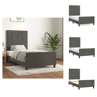 Produktbild von vidaXL Bettgestell mit Kopfteil Dunkelgrau 80x200 cm Samt -  Betten & Bettgestelle