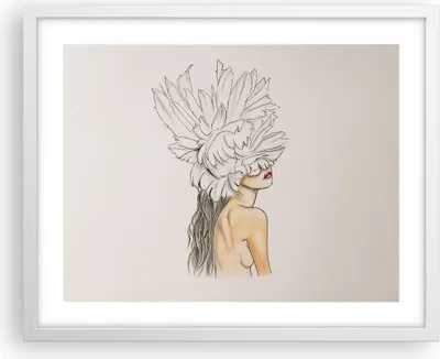 Produktbild von Gerahmtes Poster - Weißer Rahmen - Mode Frau Zeichnung - 50x40 cm - Wand Bild - Wanddeko - Wandbilder - Kunstposter - Wandposter - Bilderrahmen - Bilder - Kunstdruck - Wanddekoration - P2WAA50x40-4873