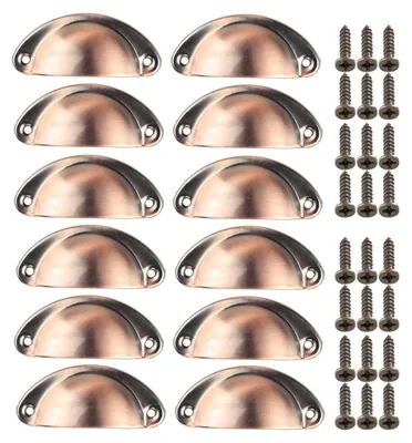 12 Schalengriffe inkl. Schrauben 82x35mm kupfer gebürstet
