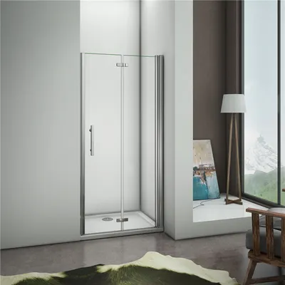 Produktbild von 100x195cm Duschkabine Duschabtrennung Nischentür Schwingtür Falttür 6mm NANO ESG-Glas Duschtür