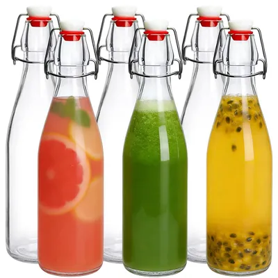 Image de Omgoods - Ensemble de 6 bouteilles en verre de 500 ml avec bouchon à vis