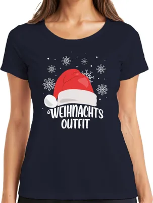 Produktbild von Weihnachtsoutfit Santa Hut - Weihnachten Weihnachtsgeschenk Christmas Damen T-Shirt, Navy, XL