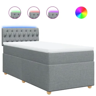 Produktbild von Boxspringbett mit Matratze Hellgrau 90x200 cm Stoff