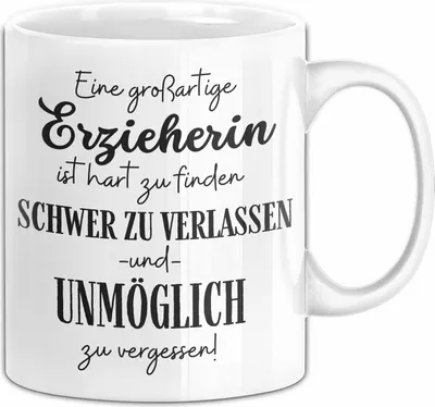 Produktbild von Erzieherin Abschied Geschenk Tasse Abschiedsgeschenk für Erzieherin Hart Zu Finden Schwer Zu Verlassen (Weiß)