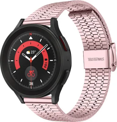 Produktbild von Strap-it Edelstahlarmband - Kompatibel mit Samsung Galaxy Watch 5 Pro Armband Ersatzarmband Edelstahl - Verstellbarer Verschluss - Hochwertiges Material - für Smartwatch 20mm Armband Rosa