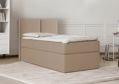 Produktbild von Bett Boxspringbett Continentalbett STAR MINI mit Bonell Matratze Einzelbett mit Container H3 (100x200 cm, Cappuccino - Itaka 48, mit Topper T25)