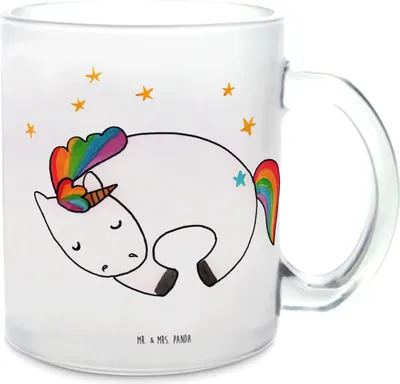 Produktbild von Mr. & Mrs. Panda Pott Einhorn Nacht - Transparent - Geschenk, Träume, Trinkglas, Unicorn, glastasse, Menschen, Tee Tasse, Teetasse aus Glas, Traum, Einhörner, Teeglas