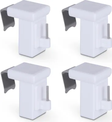 Produktbild von Klemmträger Weiß 4er-Pack, Fensterhaken Dekohaken für Fensterdekoration und Vitragestangen, kein Bohren oder Kleben, für 10–27 mm Rahmenstärke