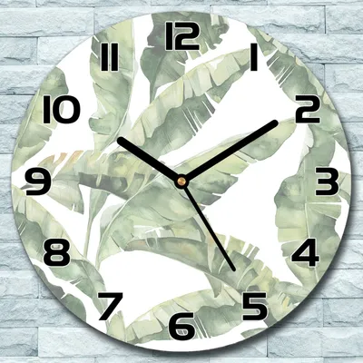 Produktbild von Wanduhr aus Glas Rund fi 30 blätter exotische Quarz Deko Schlafzimmer Büro