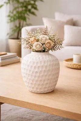 Produktbild von Evila Originals, Handbemalter Dekorationstopf aus Keramik, Ø 18 cm, Höhe 20 cm | Elegantes Weiß | Perfekt für moderne Wohnräume | Stilvolles und funktionales Design.