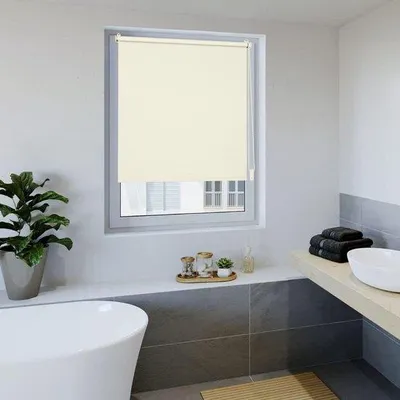 Produktbild von Unyqoos® Thermo-Verdunkelungsrollo 100 x 160 cm Creme – vollverdunkelnd, Klemmfix ohne Bohren, Polyester mit farbgleicher -Beschichtung, Sicht‑ & Sonnenschutz für Fenster & Türen