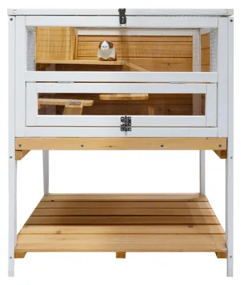 Produktbild von Hamsterkäfig Gino Deluxe aus Holz mit 3 Ebenen, Plexiglas-Front, 65x79x45 cm