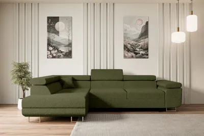 Produktbild von ALTDECOR Ecksofa mit Schlaffunktion und Bettkasten GUSA-L - 272x202x107 cm Grün - Corner Sofa Bett Eckcouch Couch L-Form Schlafcouch Ausziehbar Wohnlandschaft Schlafsofa Cauchsofa