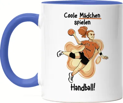 Produktbild von Coole Mädchen spielen Handball Tasse Blau Handballerin Handballspielerin Handballverein Mädchen Schwester Freundin
