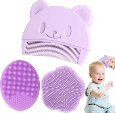 Image de Set de brossage pour bébé avec peigne en silicone pour nouveau-né